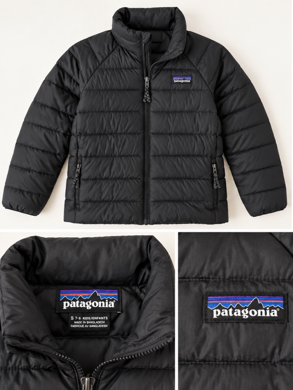 Patagonia Kids Black Puffer Down Jacket Size S 7–8